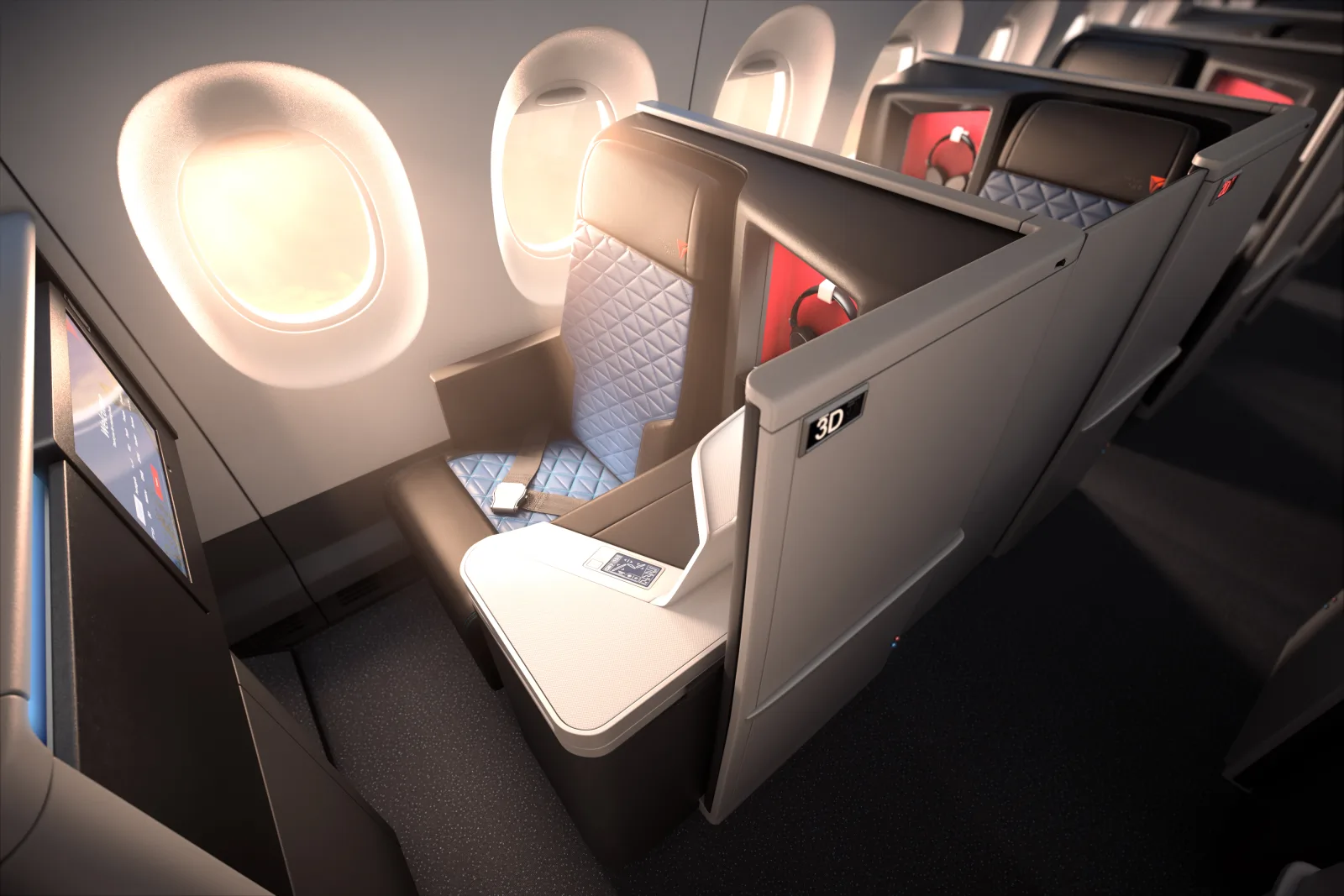 Delta One Suite on the Airbus A350, the flagship business-class target for SkyMiles Medallion.