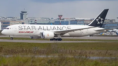 Air India Boeing 787-8 in Star Alliance livery, the alliance's 26-airline global network.