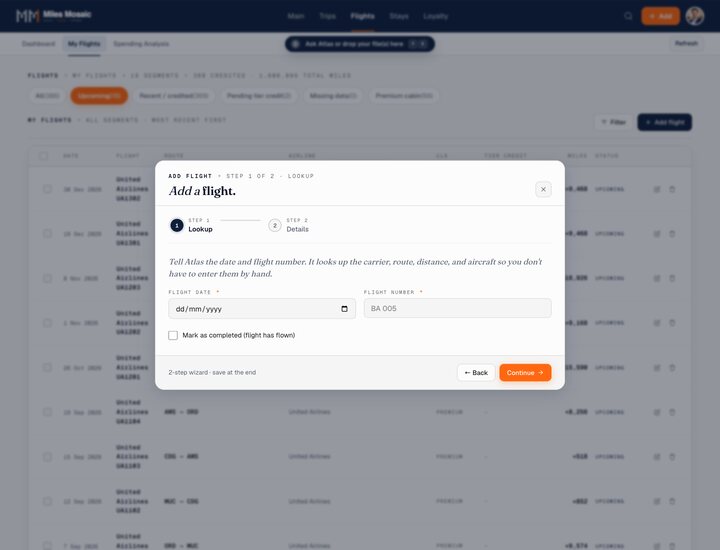 Adding a flight by number